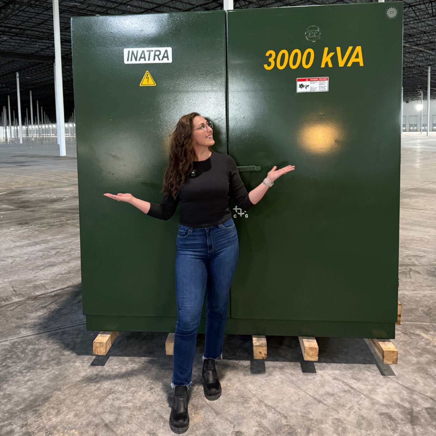 Jordan Yates on site with industrial high-voltage equipment